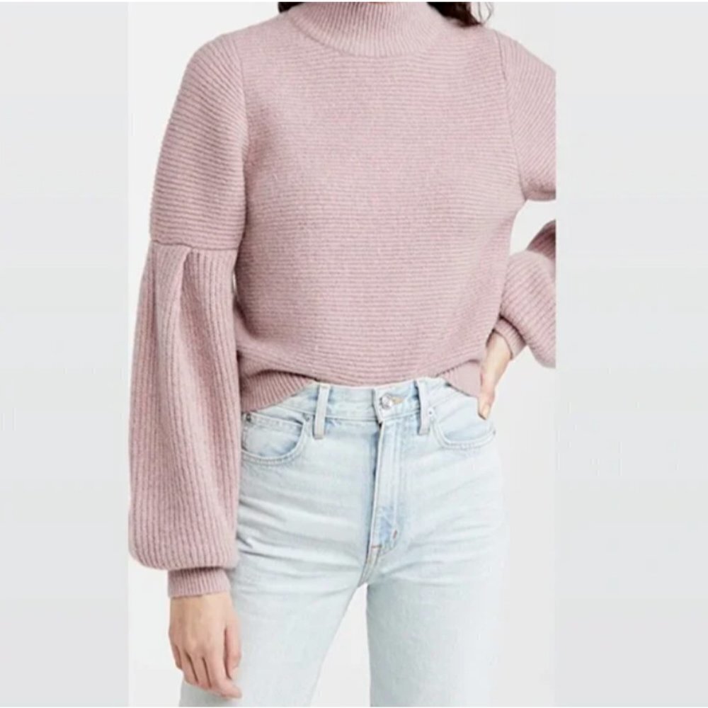 Blank NYC Prelude to a Kiss Pink Metallic Balloon Sleeve Sweater Size Large